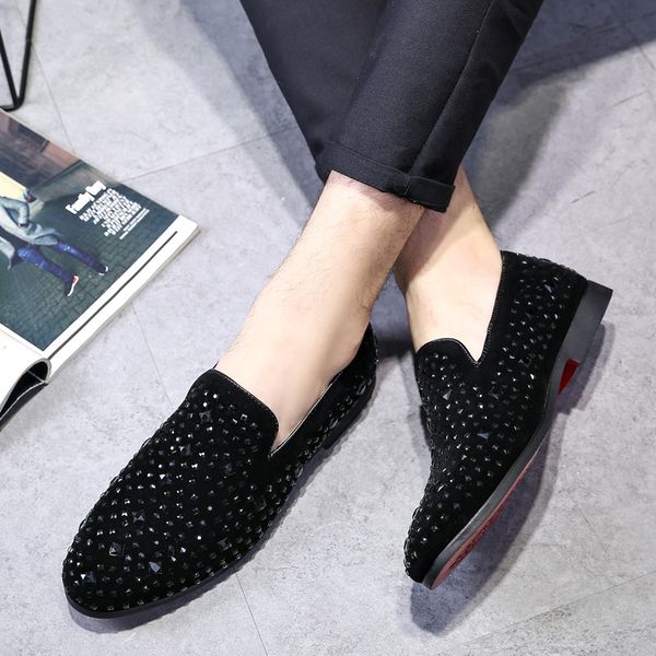 464748 size fashion mens leather shoes pointed toe spot drill casual shoes mens shoes autumn and winter pumps, Black
464748 size fashion mens leather shoes pointed toe spot drill casual shoes mens shoes autumn and winter pumps, Black