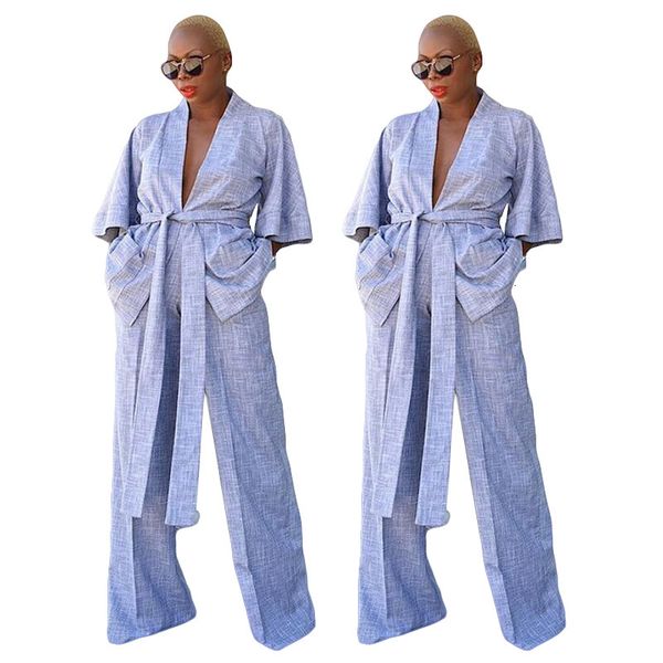 2021 solid patchwork sashes shirt and wide leg trousers women new casual suits autumn simple style two piece set home clothes t82o, Gray
2021 solid patchwork sashes shirt and wide leg trousers women new casual suits autumn simple style two piece set home clothes t82o, Gray
