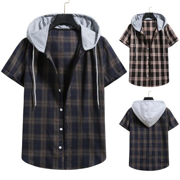 men's t-shirts chamsgend clothing summer casual loose lapel hooded check short sleeve shirt hip hop men camisas hom drop, White;black
men's t-shirts chamsgend clothing summer casual loose lapel hooded check short sleeve shirt hip hop men camisas hom drop, White;black