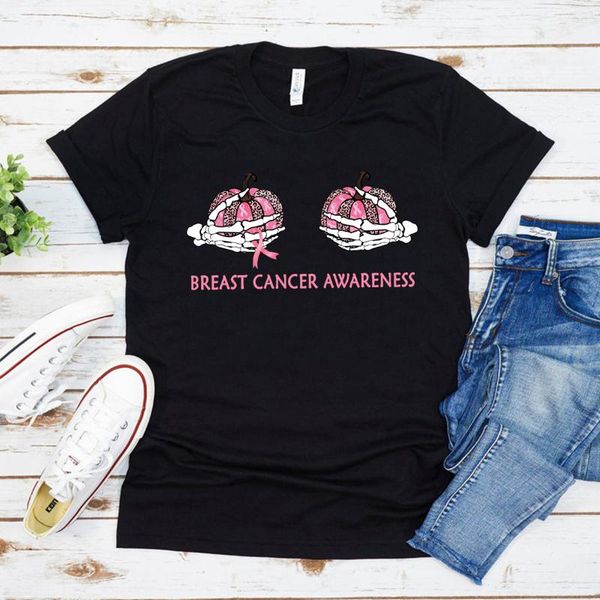 women's t-shirt breast cancer awareness t shirt pumkin halloween skeleton hands tee graphic shirts top, White
women's t-shirt breast cancer awareness t shirt pumkin halloween skeleton hands tee graphic shirts top, White