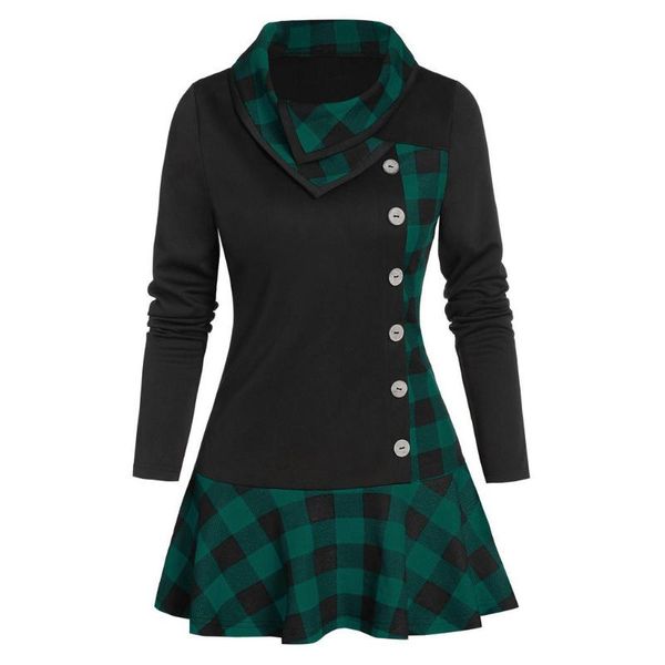 women's blouses & shirts spring autumn blouse shirt women long sleeve turtleneck buttons plaid patchwork elegant plus size clothing, White
women's blouses & shirts spring autumn blouse shirt women long sleeve turtleneck buttons plaid patchwork elegant plus size clothing, White