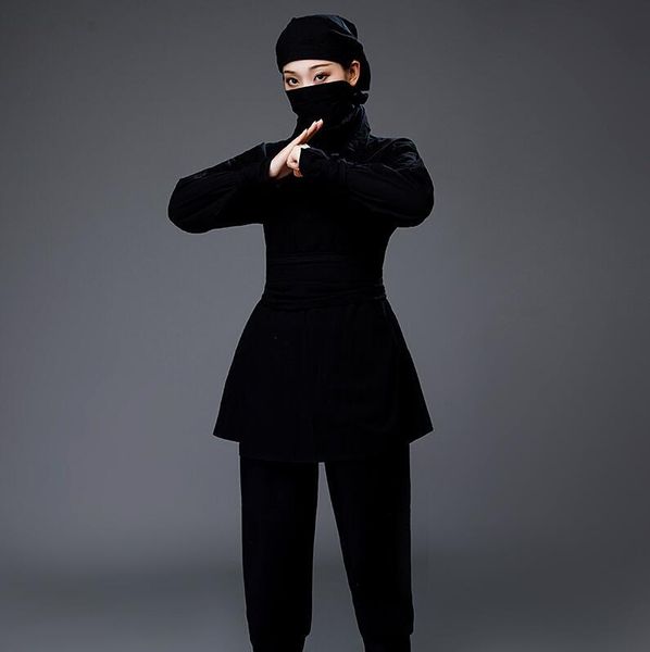 two piece dress film and television nightwear women's black cotton assassin suit martial arts killer troupe group performance, White
two piece dress film and television nightwear women's black cotton assassin suit martial arts killer troupe group performance, White