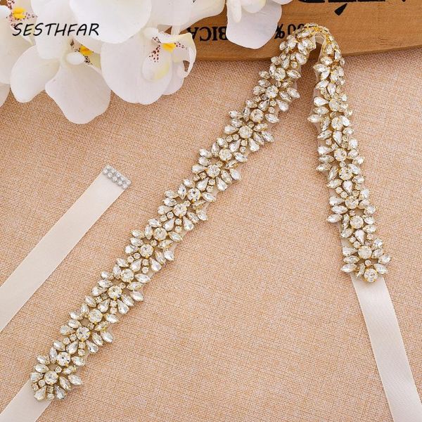 wedding sashes sesthfar gold bridal belt rhinestones diamond crystal belts flower sash for accessories, White
wedding sashes sesthfar gold bridal belt rhinestones diamond crystal belts flower sash for accessories, White