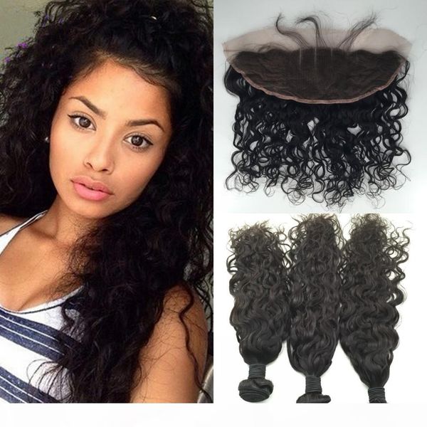 13x4 lace frontal closure with bundles peruvian virgin human hair weaves with closure water wave lace frontal with bundles ing, Black
13x4 lace frontal closure with bundles peruvian virgin human hair weaves with closure water wave lace frontal with bundles ing, Black