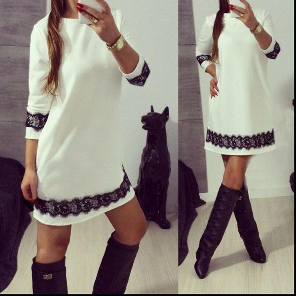 fashion women casual white lace dress ladies party long sleeves dress casual round collar loose mini short dress, Black;gray
fashion women casual white lace dress ladies party long sleeves dress casual round collar loose mini short dress, Black;gray