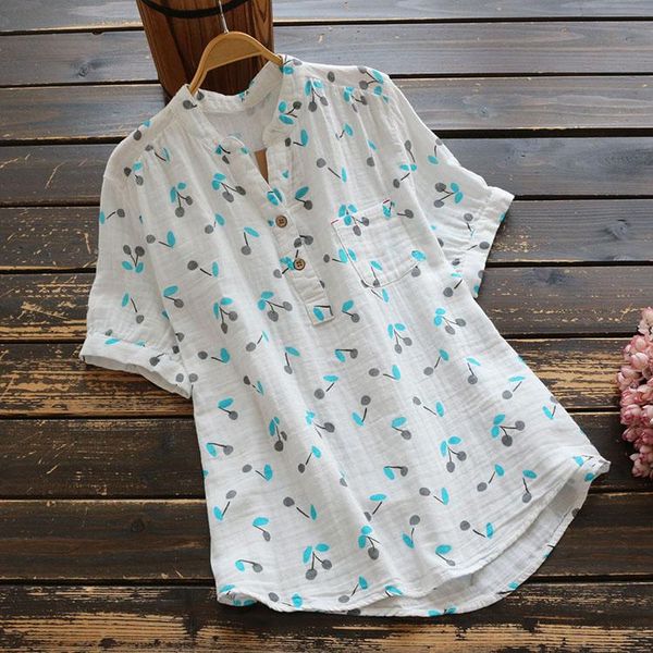 women's blouses & shirts summer women cotton literary print short sleeve shirt japan style v-neck loose pullover blouse cover belly, White
women's blouses & shirts summer women cotton literary print short sleeve shirt japan style v-neck loose pullover blouse cover belly, White