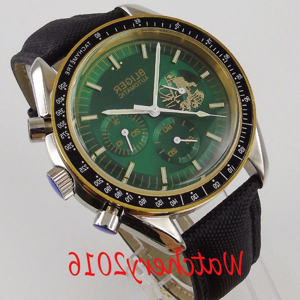 luxury 40mm sapphire glass luminous automatic movement green dial men's watch, Slivery;brown
luxury 40mm sapphire glass luminous automatic movement green dial men's watch, Slivery;brown
