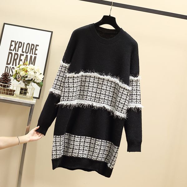 female plaid shredded knitted shirt dressed in long sleeve winter streetwear plus size oversize mini dress 2021 clothes rudl, Black;gray
female plaid shredded knitted shirt dressed in long sleeve winter streetwear plus size oversize mini dress 2021 clothes rudl, Black;gray