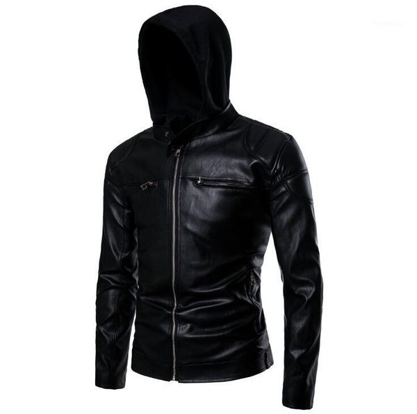 men's jackets autumn cuff zipper pu leather designer men casual slim hooded black jackets1, Black;brown
men's jackets autumn cuff zipper pu leather designer men casual slim hooded black jackets1, Black;brown