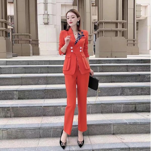 women's two piece pants female spring 2021 fashion color matching long sleeve two-piece small feet suit cultivate morality profession, White
women's two piece pants female spring 2021 fashion color matching long sleeve two-piece small feet suit cultivate morality profession, White