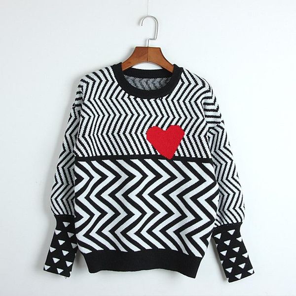 women's sweaters 2021 autumn winter women geometric heart pattern long sleeve lovely pullovers knitted loose jumper, White;black
women's sweaters 2021 autumn winter women geometric heart pattern long sleeve lovely pullovers knitted loose jumper, White;black