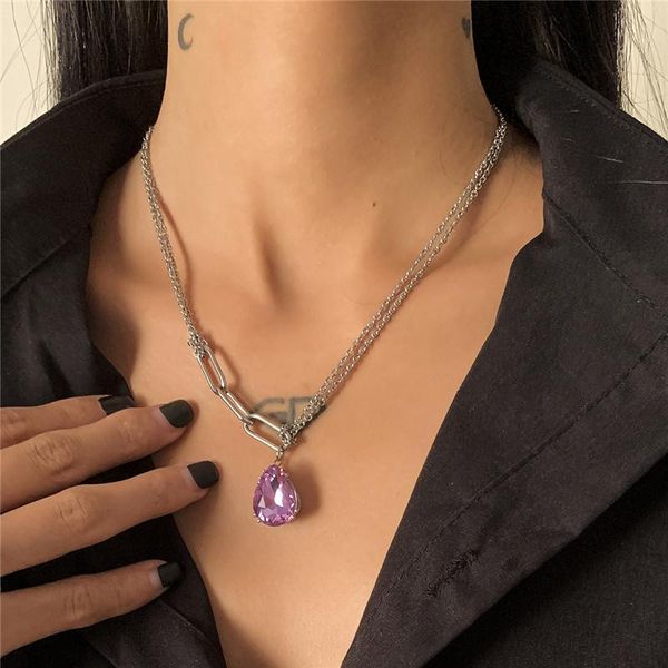 korean multi layered purple rhinestone necklace for women stainless steel bling crystal choker pendant necklaces jewelry, Silver
korean multi layered purple rhinestone necklace for women stainless steel bling crystal choker pendant necklaces jewelry, Silver