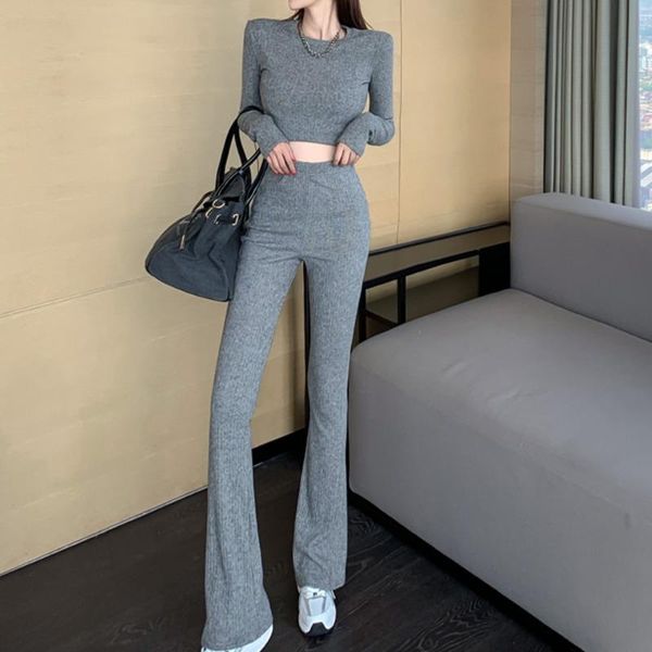women's two piece pants casual suit women's tight-fitting short long-sleeved bottoming shirt + high-waist slim flared trousers sets, White
women's two piece pants casual suit women's tight-fitting short long-sleeved bottoming shirt + high-waist slim flared trousers sets, White