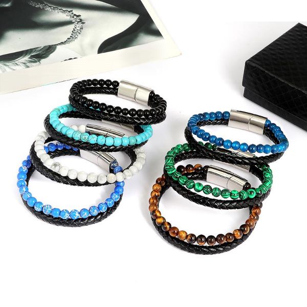 bangle man and woman jewelry braided leather bracelet natural lava beads black/gold/white stainless steel men wrist gifts
bangle man and woman jewelry braided leather bracelet natural lava beads black/gold/white stainless steel men wrist gifts