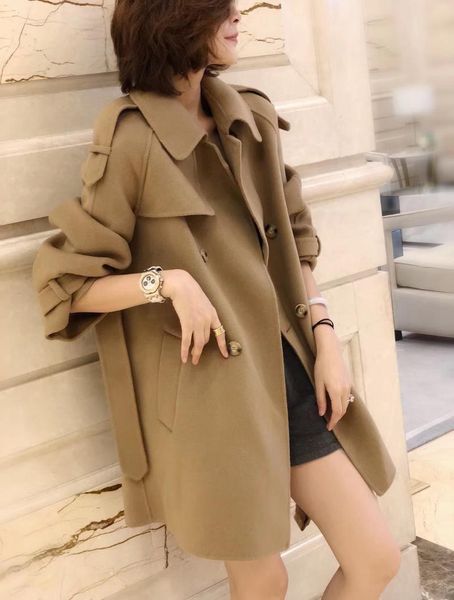 women's wool & blends winter 2021 double face cashmere overcoat middle and long cloaks fashion, Black
women's wool & blends winter 2021 double face cashmere overcoat middle and long cloaks fashion, Black