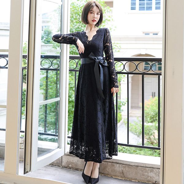 new arrival comfortable plus l-5xl big size lace bow v-neck office lady black long a-line dress z355, White;black
new arrival comfortable plus l-5xl big size lace bow v-neck office lady black long a-line dress z355, White;black