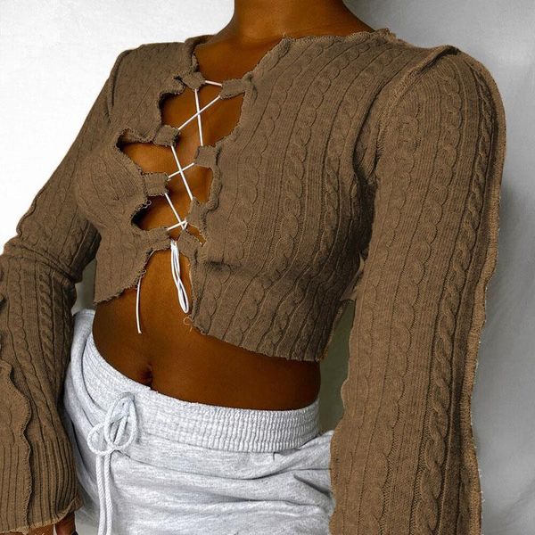 women's t-shirt hollow bandage anti-car line ribbed knitted autumn club party street casual, White
women's t-shirt hollow bandage anti-car line ribbed knitted autumn club party street casual, White