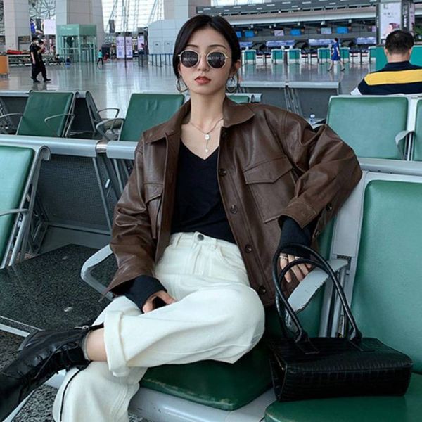 short pu leather zipper women's leather women's short 2021 autumn and winter new trendy motorcycle foreign style et, Black;brown
short pu leather zipper women's leather women's short 2021 autumn and winter new trendy motorcycle foreign style et, Black;brown