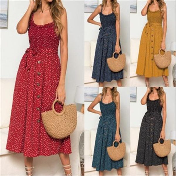 fashion sling ruffled polka dot print female sleeveless loose lace button decoration holiday dress women summer vacation casual dresses, Black;gray
fashion sling ruffled polka dot print female sleeveless loose lace button decoration holiday dress women summer vacation casual dresses, Black;gray