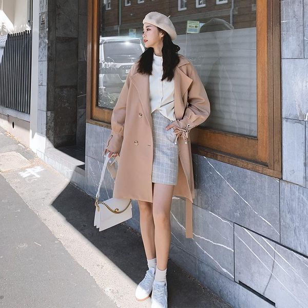 women's trench coats korean coat fashion loose casual overcoat long abrigo largo mujer autumn spring jacket mm60wfy, Tan;black
women's trench coats korean coat fashion loose casual overcoat long abrigo largo mujer autumn spring jacket mm60wfy, Tan;black