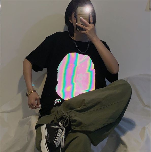 2021designer european american fashion head reflective men's and women's large t-shirt s-5xl, White;black 
2021designer european american fashion head reflective men's and women's large t-shirt s-5xl, White;black