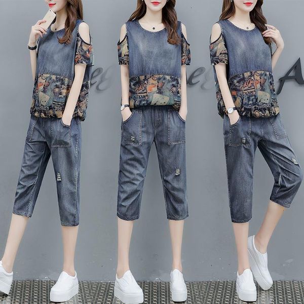 denim 2 piece set women outfits off shoulder print floral plus size two pieces jeans co-ord pants suits 2021 summer clothing, Gray
denim 2 piece set women outfits off shoulder print floral plus size two pieces jeans co-ord pants suits 2021 summer clothing, Gray