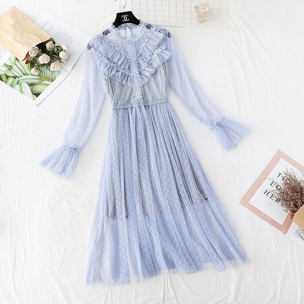 casual dresses autumn women mesh dot dress ladies voile full sleeves ruffles hem french vintage party female elegant vestidos, Black;gray
casual dresses autumn women mesh dot dress ladies voile full sleeves ruffles hem french vintage party female elegant vestidos, Black;gray