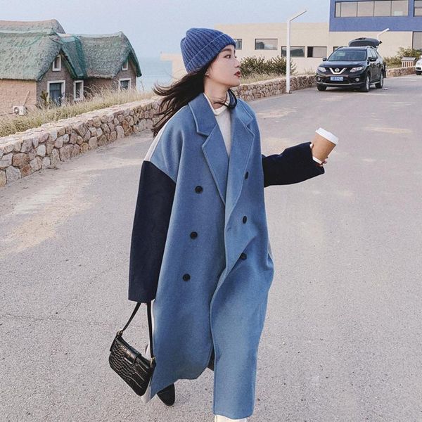 women's wool & blends women fashion splice color double breasted loose long woolen trench coat winter clothes female elegant windbreake, Black
women's wool & blends women fashion splice color double breasted loose long woolen trench coat winter clothes female elegant windbreake, Black