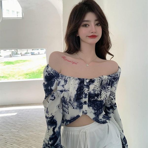 women's blouses & shirts clothing early autumn printed long-sleeved chiffon shirt 2021 korean style short puff sleeves tie dye women, White
women's blouses & shirts clothing early autumn printed long-sleeved chiffon shirt 2021 korean style short puff sleeves tie dye women, White