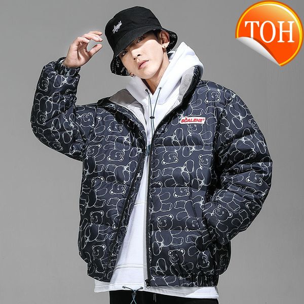 white hip hop stand collar duck down jacket for men and women 2021 new bear full print winter couple thickened warm coats, Black
white hip hop stand collar duck down jacket for men and women 2021 new bear full print winter couple thickened warm coats, Black