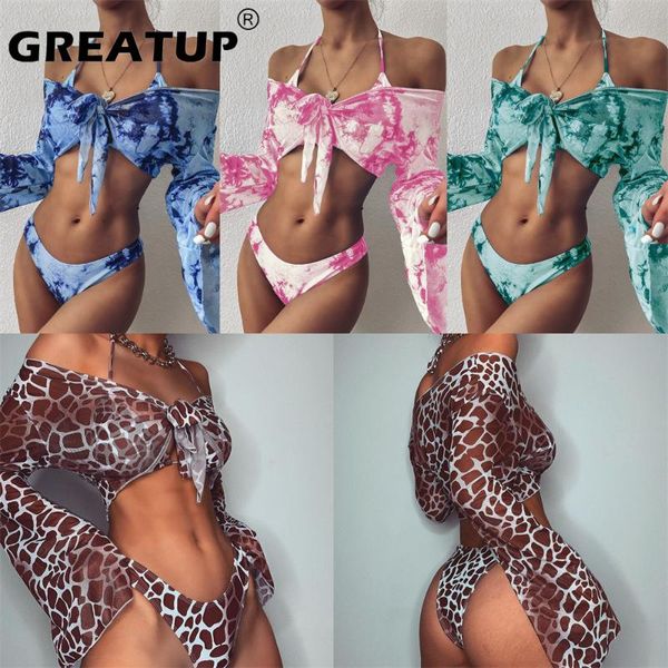 women's swimwear greatup 2021 women bikini 3 pieces low waist print halter swimsuit brazilian long sleeve shawl light yarn, White;black
women's swimwear greatup 2021 women bikini 3 pieces low waist print halter swimsuit brazilian long sleeve shawl light yarn, White;black