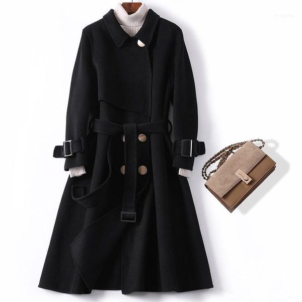 women's wool & blends 100% double faced overcoat coat medium length lace up windproof back cover pure cashmere slim fit black1, Black
women's wool & blends 100% double faced overcoat coat medium length lace up windproof back cover pure cashmere slim fit black1, Black