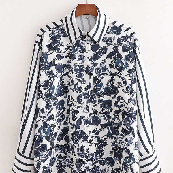 women's blouses & shirts xd 3193 fall europe and the united states long sleeve printed poplin stitching shirt female j83e, White
women's blouses & shirts xd 3193 fall europe and the united states long sleeve printed poplin stitching shirt female j83e, White