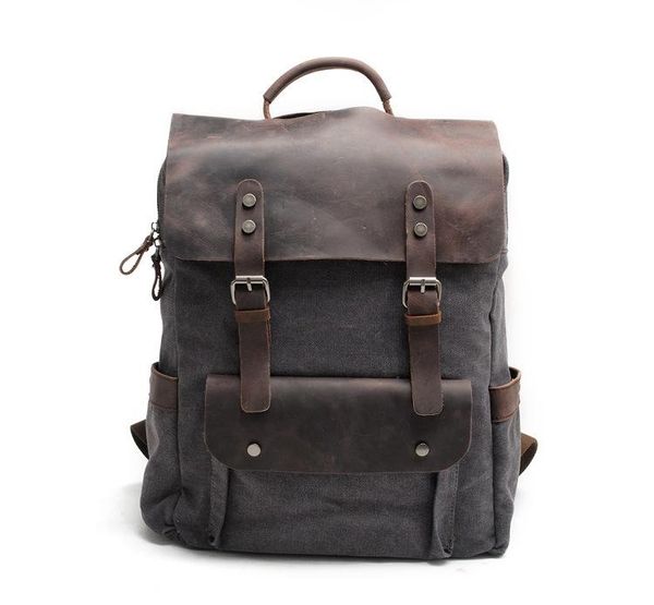 backpack vintage canvas neutral academic style schoolbag pure cotton with first layer crazy horse leather
backpack vintage canvas neutral academic style schoolbag pure cotton with first layer crazy horse leather