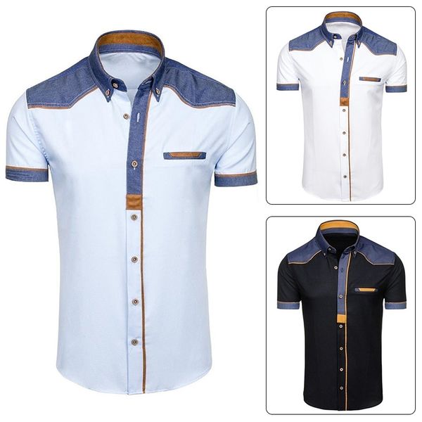 mens summer short sleeved casual shirts new fashion single breasted casual turn down collar 3 color male clothes, White;black
mens summer short sleeved casual shirts new fashion single breasted casual turn down collar 3 color male clothes, White;black