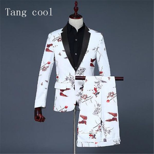 men white fashion chinese style double fish print mens wedding suits groom suit blazer pants stage wear w7ot, White;black
men white fashion chinese style double fish print mens wedding suits groom suit blazer pants stage wear w7ot, White;black