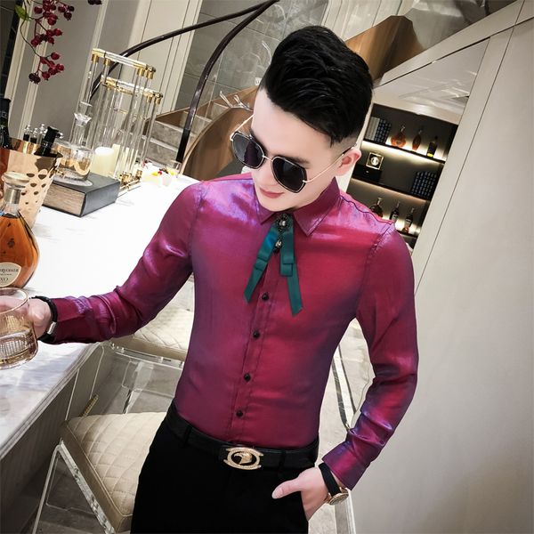 fashion 2021 party wear korean silver men's shirts fit fine pantalon blue club purple xs6l, White;black
fashion 2021 party wear korean silver men's shirts fit fine pantalon blue club purple xs6l, White;black
