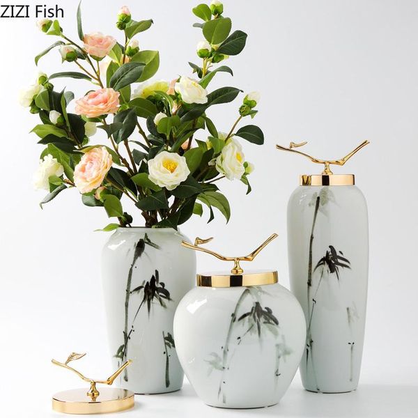 vases ink painting ceramic vase with lid metal living room entrance desk decoration modern storage jar flower arrangement
vases ink painting ceramic vase with lid metal living room entrance desk decoration modern storage jar flower arrangement