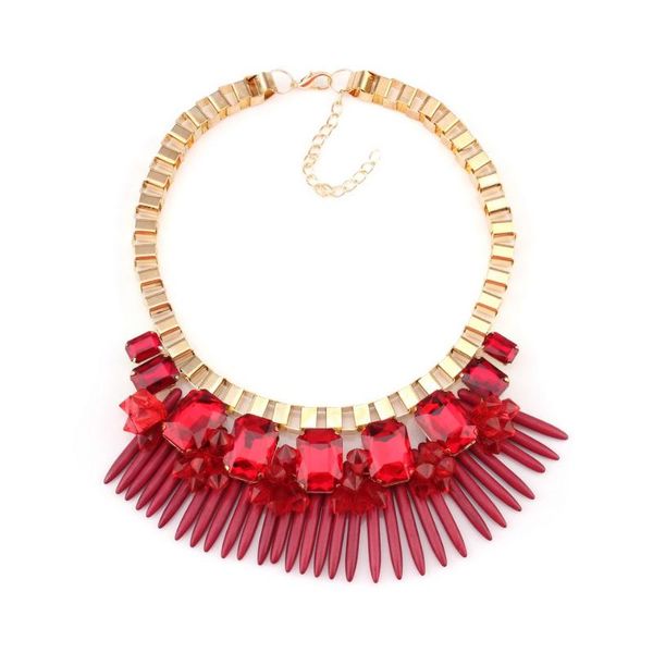 pendant necklaces fashion design gold chain big spike chunky statement crystal stone necklace for women wholesale jewelry, Silver
pendant necklaces fashion design gold chain big spike chunky statement crystal stone necklace for women wholesale jewelry, Silver