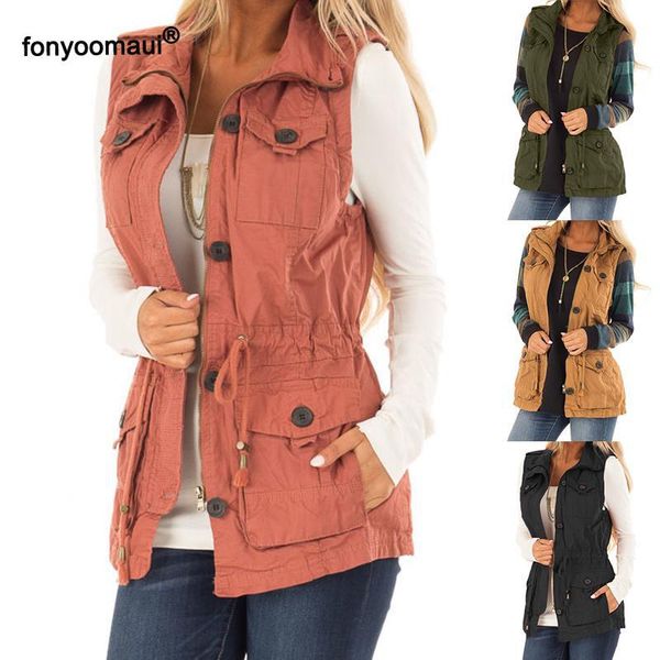 women's vests autumn warm vintage solid slim sleeveless jacket for women front open zipper multi-pocket buttons design waistcoat, Black;white
women's vests autumn warm vintage solid slim sleeveless jacket for women front open zipper multi-pocket buttons design waistcoat, Black;white