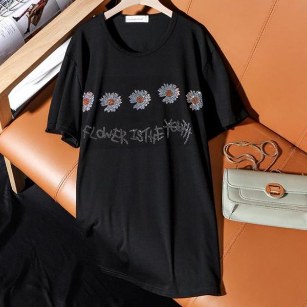 women's t-shirt women fashion diamond short sleeve summer black personality loose t shirts plus size tees, White
women's t-shirt women fashion diamond short sleeve summer black personality loose t shirts plus size tees, White