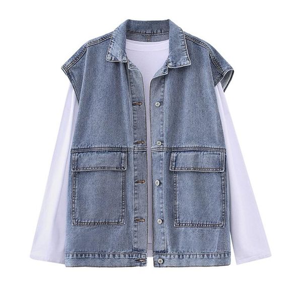 women's vests female loose korean style vest spring autumn sleeveless jacket women oversized vintage denim jeans coat, Black;white
women's vests female loose korean style vest spring autumn sleeveless jacket women oversized vintage denim jeans coat, Black;white