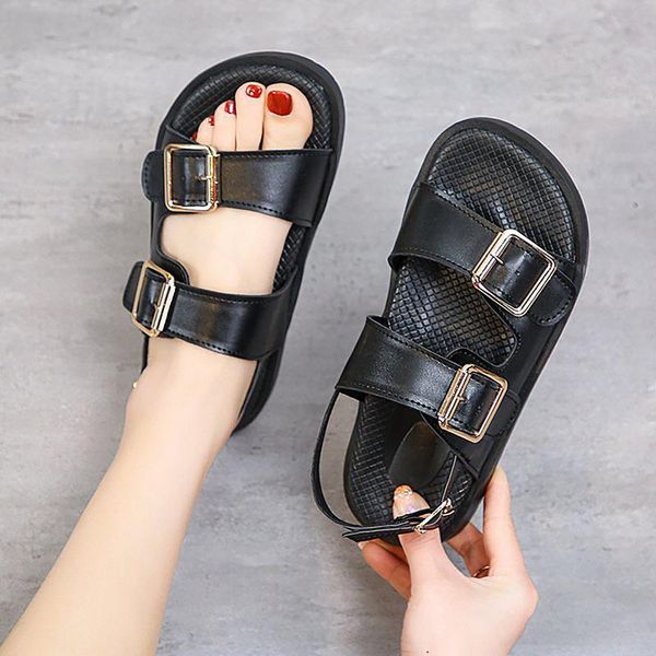 sandals summer women 2021 platform leather sandal metal ankle buckle strap shoes open toe beach slides ladies low heel, Black
sandals summer women 2021 platform leather sandal metal ankle buckle strap shoes open toe beach slides ladies low heel, Black