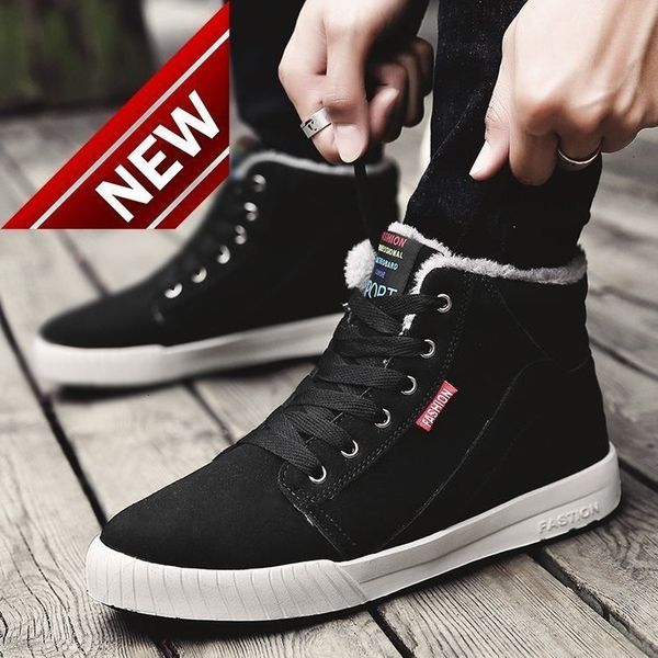 high cotton men's large frosted leather snow boots sports casual plush warm soled shoes, Black
high cotton men's large frosted leather snow boots sports casual plush warm soled shoes, Black