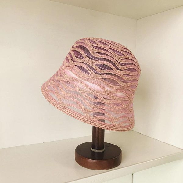 wide brim hats harajuku bucket hat for women retro casual straw lace breathable basin beach fashion summer sun chapeu feminino, Blue;gray 
wide brim hats harajuku bucket hat for women retro casual straw lace breathable basin beach fashion summer sun chapeu feminino, Blue;gray