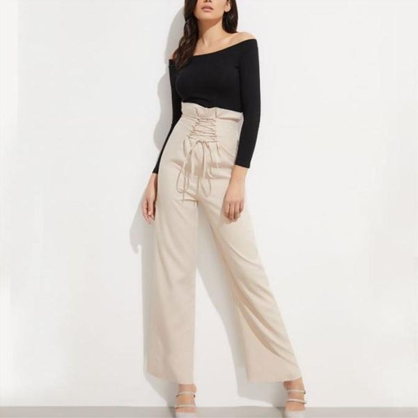 women's pants & capris solid high waist ruffles drawstring women street elegant wide leg ladies office elastic trousers cwp0062-, Black;white
women's pants & capris solid high waist ruffles drawstring women street elegant wide leg ladies office elastic trousers cwp0062-, Black;white