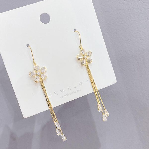 dangle & chandelier delicate 14k gold plated flower earrings for women luxury zircon cz long tassel gift, Silver
dangle & chandelier delicate 14k gold plated flower earrings for women luxury zircon cz long tassel gift, Silver
