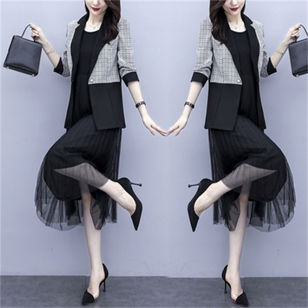 female chess sets of clothes with two-piece jacket together skirt femme deux suit women mfht, White
female chess sets of clothes with two-piece jacket together skirt femme deux suit women mfht, White