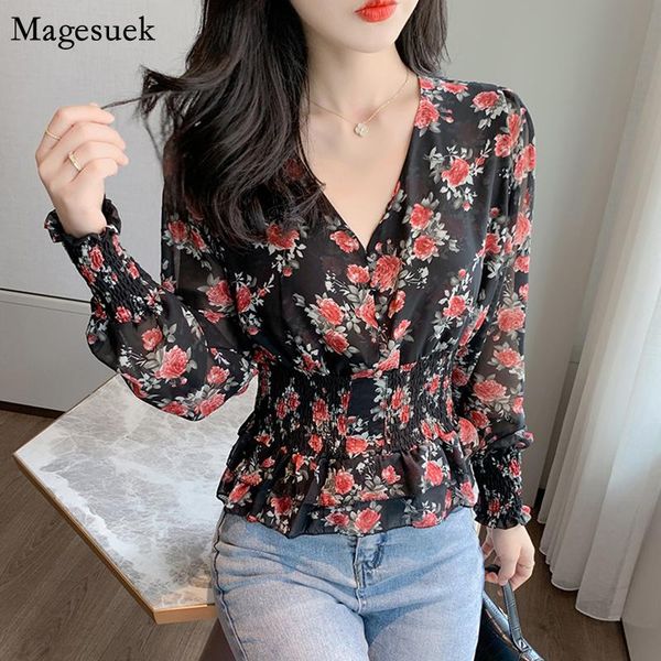 women's blouses & shirts autumn lantern sleeve blouse women 2021 print floral chiffon sweet v neck female shirt blusas 10585, White
women's blouses & shirts autumn lantern sleeve blouse women 2021 print floral chiffon sweet v neck female shirt blusas 10585, White