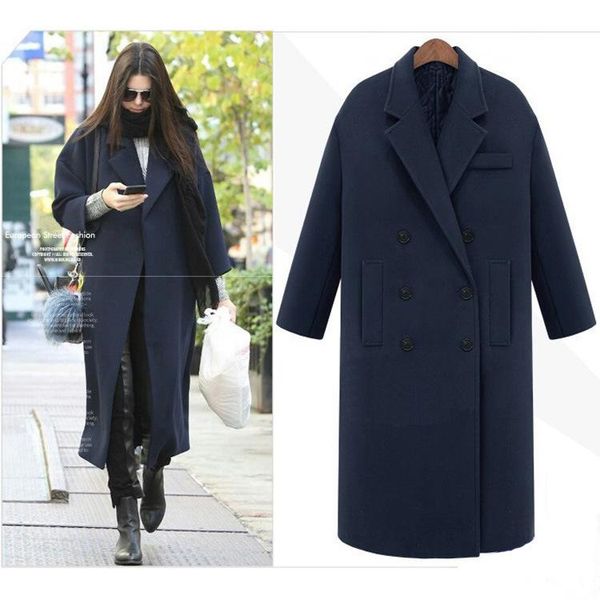 women's wool & blends women clothes autumn and winter fashion slim double-breasted super long woolen coat plus cotton padded, Black
women's wool & blends women clothes autumn and winter fashion slim double-breasted super long woolen coat plus cotton padded, Black